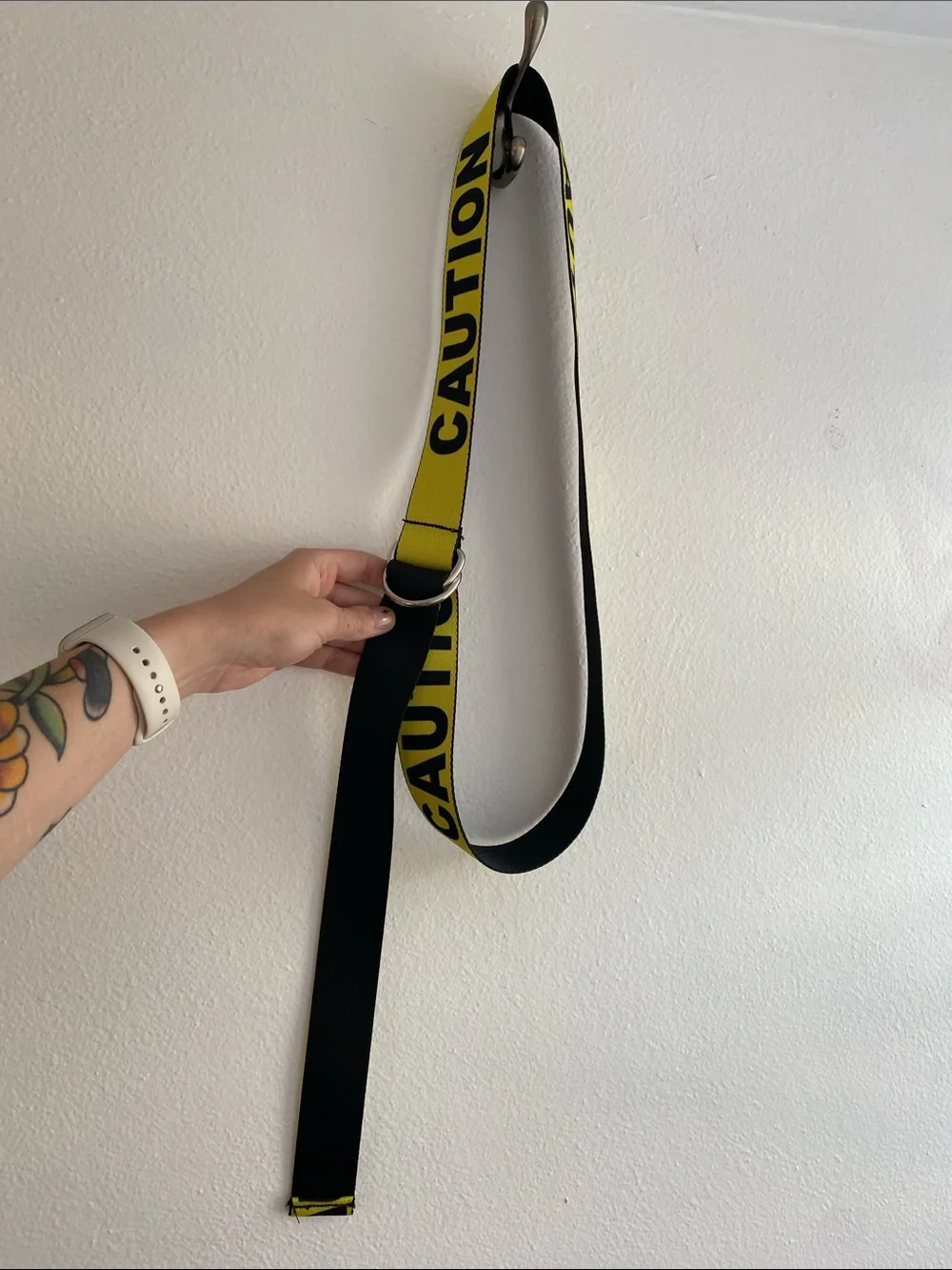 Caution Print Yellow and Black Web Belt